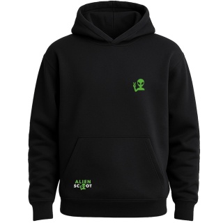 AlienScoot Basic Logo Green Scooter Hoodie – Kids Hooded Sweatshirt (Black)