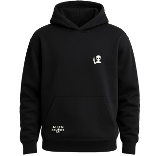 AlienScoot Basic Logo White Scooter Hoodie – Kids Hooded Sweatshirt (Black)