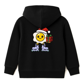 Kids’ Christmas Hoodie Jajko Rolki – skate X-mas (black)