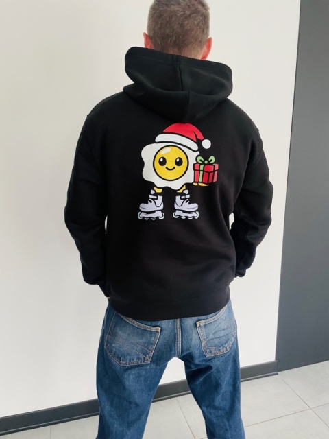 Kids’ Christmas Hoodie Jajko Rolki – skate X-mas (black)