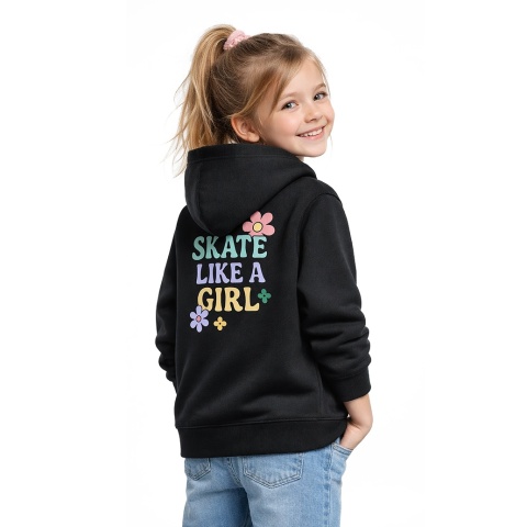 Girls hoodie Skate Like a Girl – girls streetwear (black)