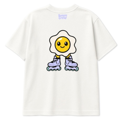 Kids T-Shirt “Egg on Skates” – Bumpie Crew (white)