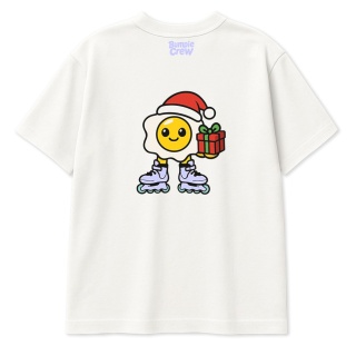 Kids T-shirt Santa Egg on Rollerblades – skate style for kids (white)