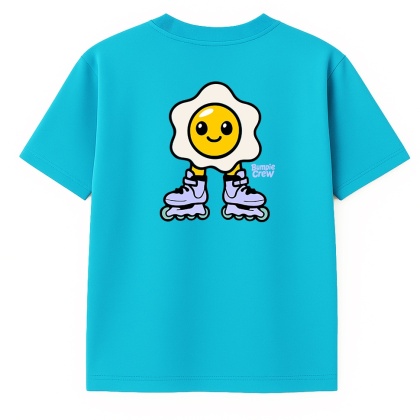 Kids T-Shirt “Egg on Skates” – Bumpie Crew (blue)
