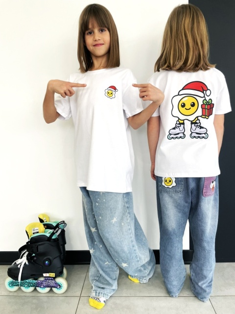 świąteczna koszulka z mikołejem na rolkach