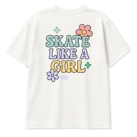 Kids T-Shirt “Skate Like a Girl” – skate style for girls (white)