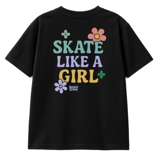 Kids T-Shirt “Skate Like a Girl” – streetwear girls (black)