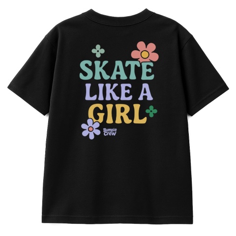 Kids T-Shirt “Skate Like a Girl” – streetwear girls (black)