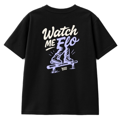 Kids Rollerblading T-Shirt “Watch Me Flo” – streetwear (black)