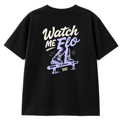 Kids Rollerblading T-Shirt “Watch Me Flo” – streetwear (black)