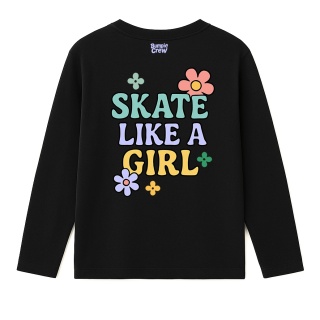 Kids’ longsleeve Skate Like a Girl – girls’ skate streetwear (black)