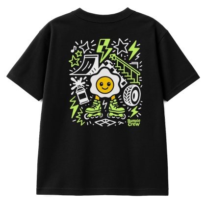 Kids’ T-shirt Egg Skatepark – skate style for kids (black)