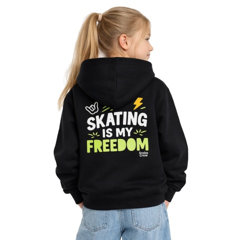 Kids Hoodie “Skating Is My Freedom” – Urban Hoodie for Kids (Navy Blue)