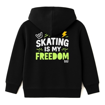 Kids Hoodie “Skating Is My Freedom” – Urban Hoodie for Kids (Navy Blue)