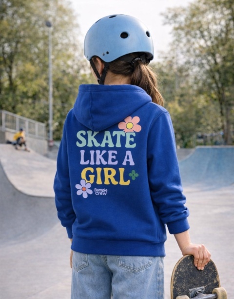 Girls hoodie Skate Like a Girl – girls streetwear (black)