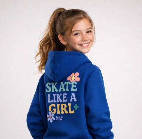 Girls hoodie Skate Like a Girl – girls streetwear (black)