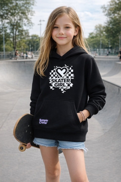 Girls hoodie Skate Like a Girl – girls streetwear (black)