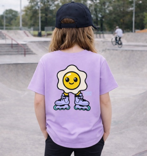 Kids' T-shirt “Egg on Rollerblades” Bumpie Crew (lilac)