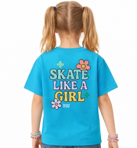 Kids’ T-shirt Skate Like a Girl – skate style for girls (blue)