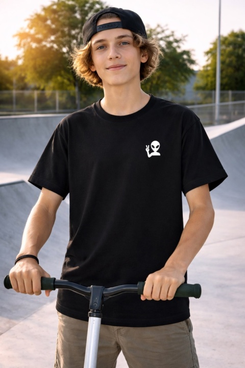 Alien scoot t-shirt for a scooter with an alien