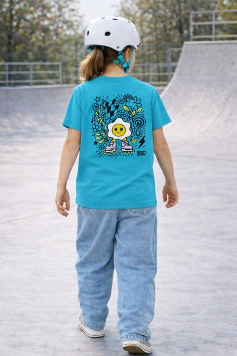 Kids’ T-shirt Jajko Flower – urban style for kids (light blue)