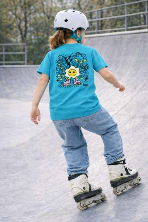 Kids’ T-shirt Jajko Flower – urban style for kids (light blue)