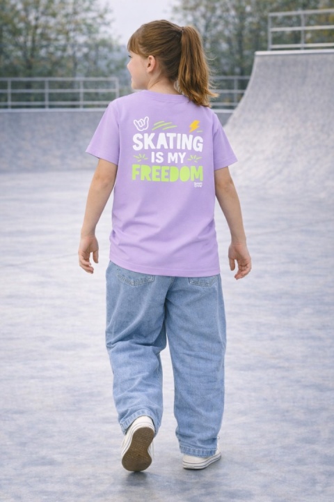 Kids’ T-shirt Skating Is My Freedom – streetwear kids (lilac)