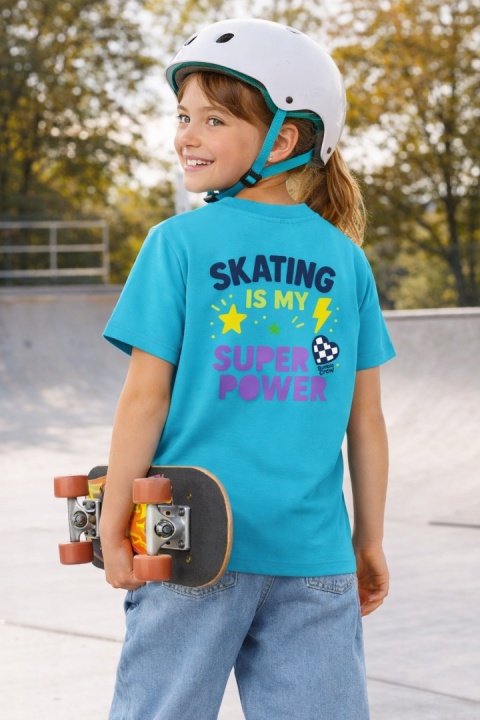 Kids’ T-shirt Skating Is My Super Power – streetwear kids (light blue)