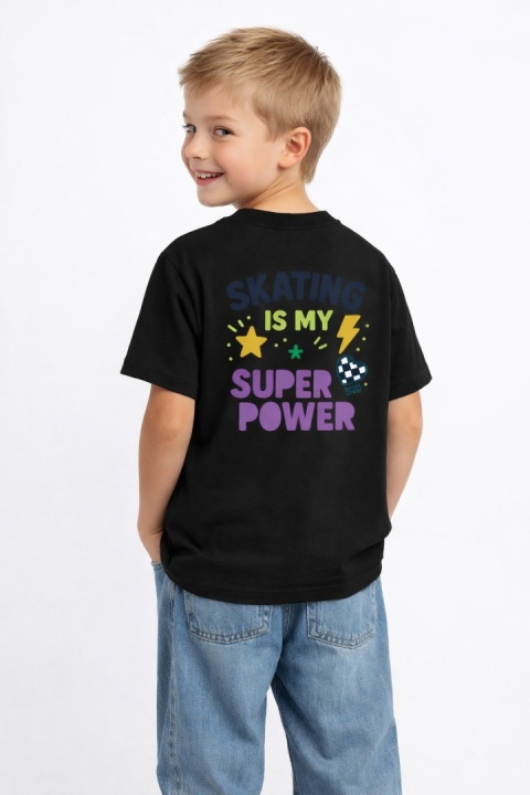 Kids’ T-shirt Skating Is My Super Power – streetwear kids (black)