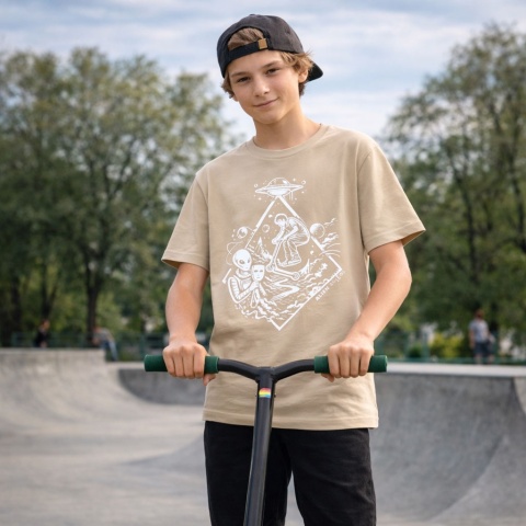 beige scooter shirt