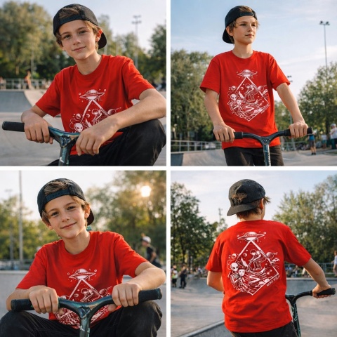 Freestyle scooter T-shirt Alien Scoot Hello Human Starfall