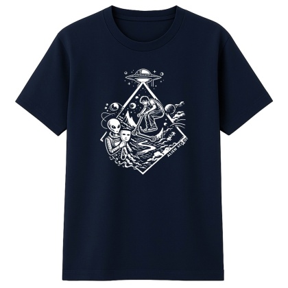 Hello Human Starfall Scooter T-shirt - Alien Scoot Stunt Scooter T-shirt (Navy Blue)