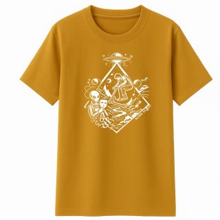 Hello Human Starfall Scooter T-shirt - Alien Scoot Stunt Scooter T-shirt (mustard)