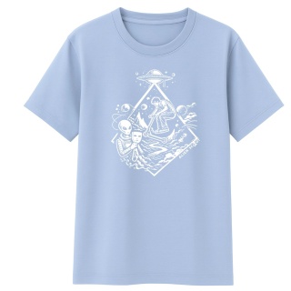 Hello Human Starfall Scooter T-Shirt - Alien Scoot Stunt Scooter T-Shirt (Light Blue)