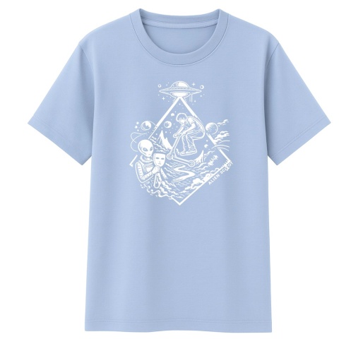 Hello Human Starfall Scooter T-Shirt - Alien Scoot Stunt Scooter T-Shirt (Light Blue)