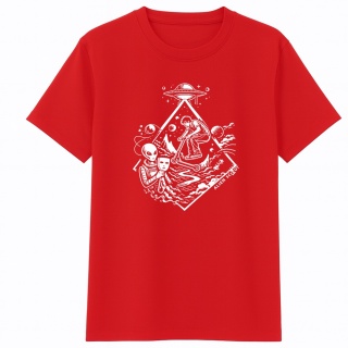 Hello Human Starfall Scooter T-shirt - Alien Scoot Stunt Scooter T-shirt (red)