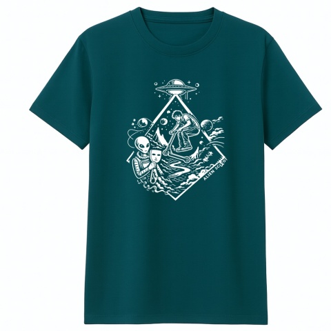 Alien Scoot Hello Human Navy Streetwear T-Shirt