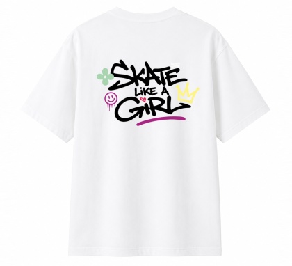 T-shirt na rolki Bumpie Crew GLOW MODE - LIKE A GIRL (biały)