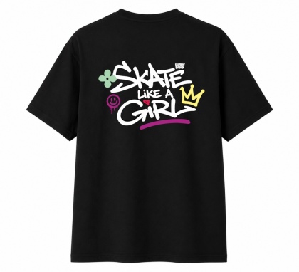 T-shirt na rolki Bumpie Crew GLOW MODE - LIKE A GIRL (czarny)