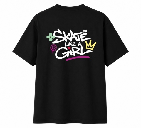 T-shirt na rolki Bumpie Crew GLOW MODE - LIKE A GIRL (czarny)