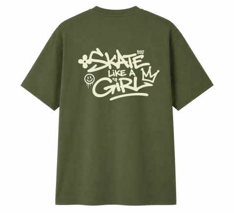 T-shirt na rolki Bumpie Crew GLOW MODE - LIKE A GIRL (khaki)