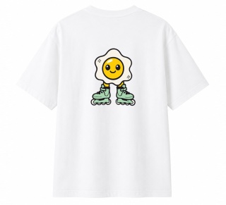 T-shirt na rolki Bumpie Crew GLOW MODE - JAJKO NA ROLKACH (biały)