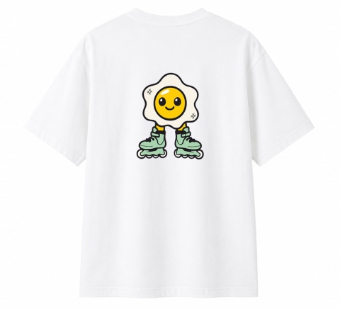 T-shirt na rolki Bumpie Crew GLOW MODE - JAJKO NA ROLKACH (biały)